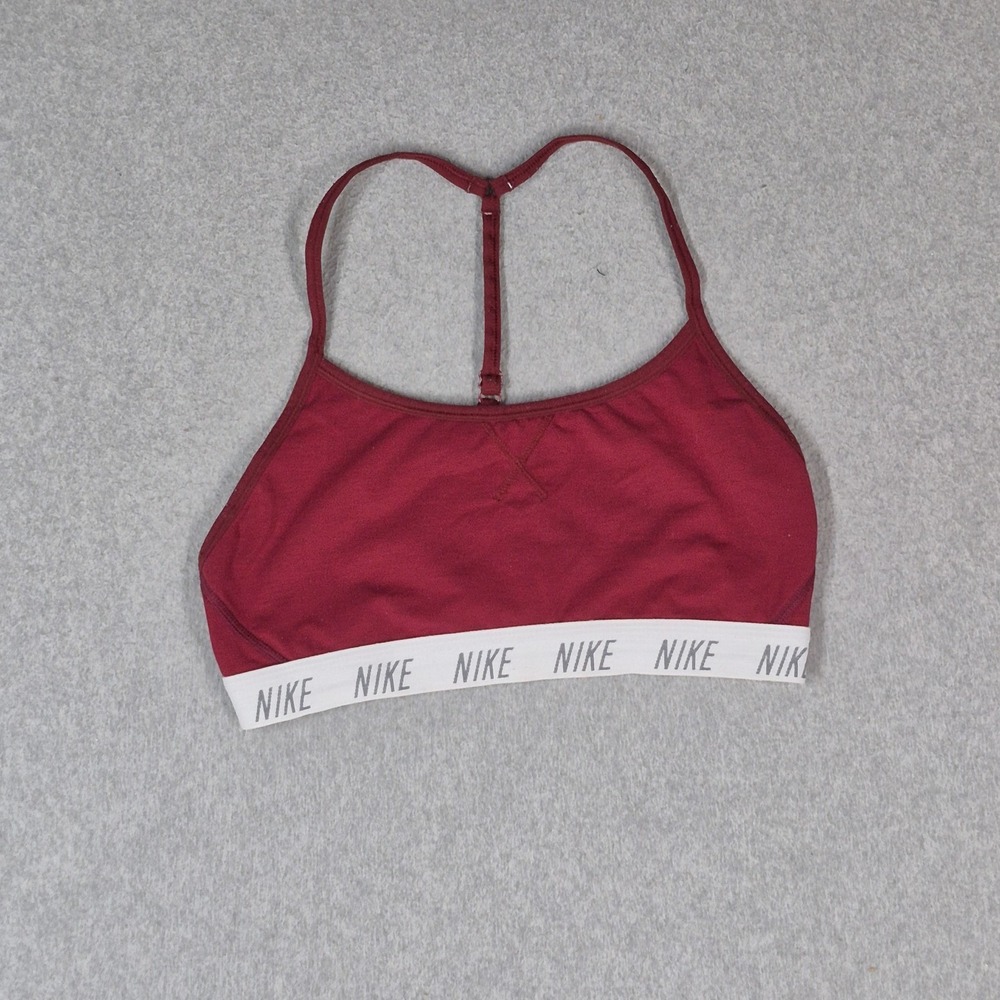 Nike Women Sports Bra Medium Red Dri FIT Wireless Jersey Racerback